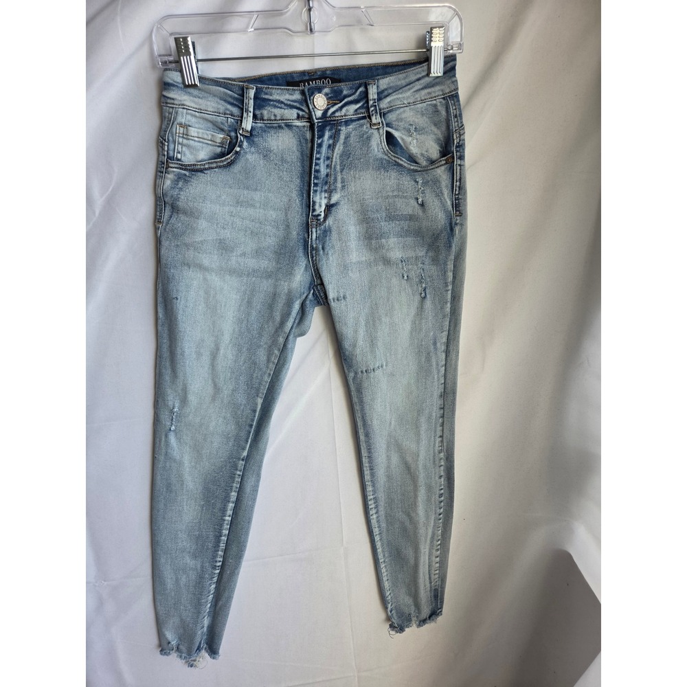 Bamboo Jeans Womens Blue Light Wash Skinny Mid Rise Tapered
